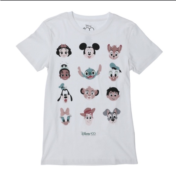Disney's 100 Years Of Wonder Celebration Character Face Graphic T-shirt - Picture 1 of 3